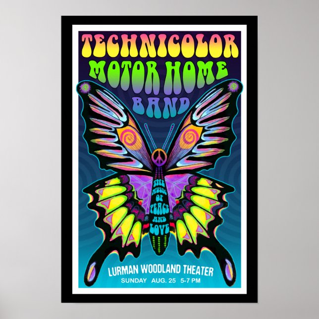 Bright TMH Psychedelic Butterfly Lurman Concert Poster (Front)