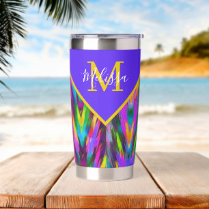 Bright tribal chevron personalized   insulated tumbler