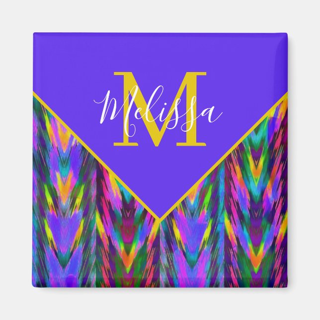 Bright tribal chevron personalized   magnet (Front)