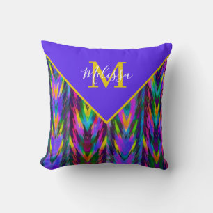 Bright tribal chevron personalized throw pillow