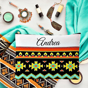 Bright tribal design personalized  accessory pouch