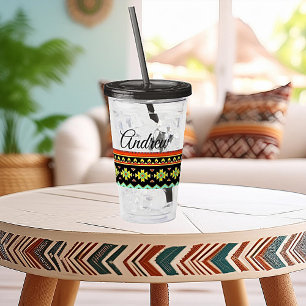 Bright tribal design personalized acrylic tumbler