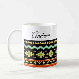 Bright tribal design personalized coffee mug