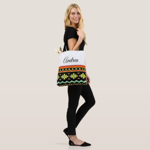 Bright tribal design personalized  tote bag
