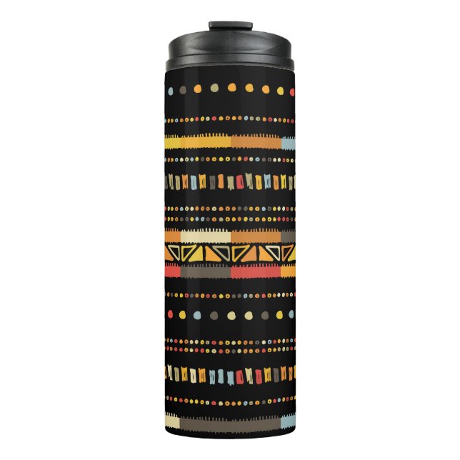 Bright Tribal Stripes Handmade Pattern Thermal Tumbler (Front)