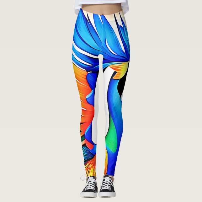 Bright Tropical Bird Leggings (Front)