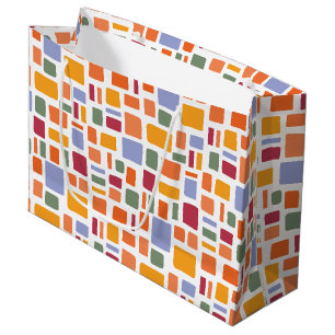 Bright Tropical Colours Wonky Squares & Rectangles Large Gift Bag