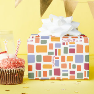 Bright Tropical Colours Wonky Squares & Rectangles Wrapping Paper