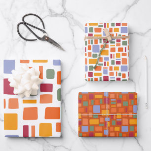 Bright Tropical Colours Wonky Squares & Rectangles Wrapping Paper Sheet