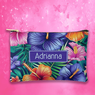 Bright Tropical Floral Accessory Pouch