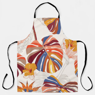 Bright Tropical Floral Hand Drawn Apron