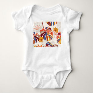 Bright Tropical Floral Hand Drawn Baby Bodysuit