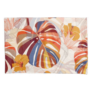 Bright Tropical Floral Hand Drawn Pillowcase