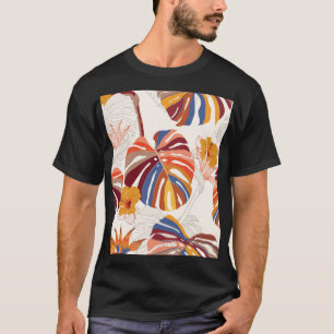 Bright Tropical Floral Hand Drawn T-Shirt
