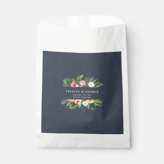 bright tropical floral wedding favour bag (Front)