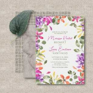 Bright Tropical Floral Wedding Invitation