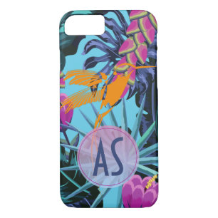 Bright Tropical Foliage Pattern with Hummingbird Case-Mate iPhone Case