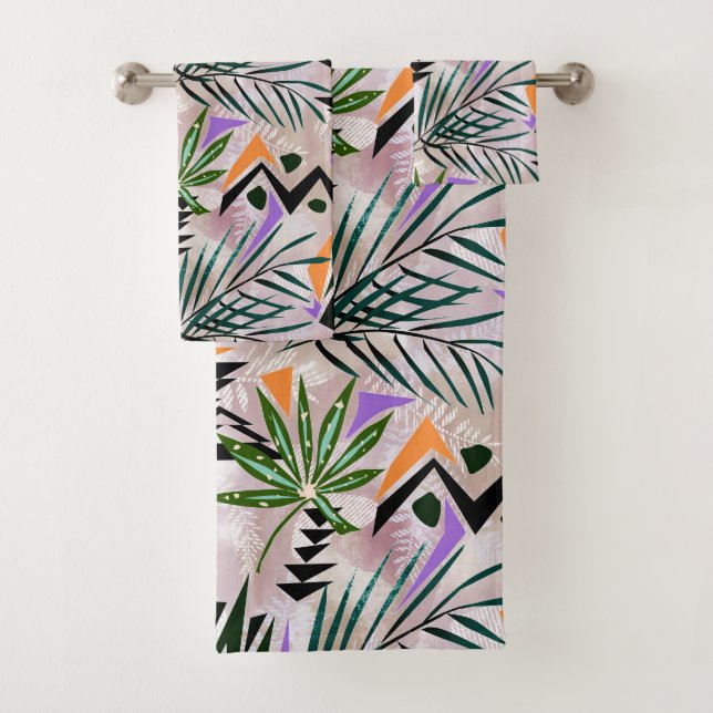 Bright tropical Hawaiian illustration Bath Towel Set (Insitu)