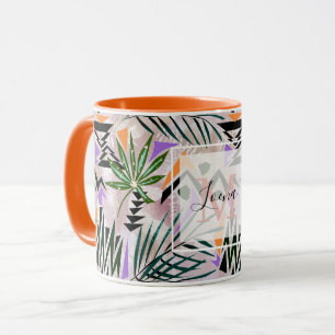 Bright tropical Hawaiian illustration, Two-Tone Co Mug