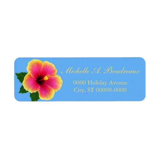 Bright Tropical Hibiscus Flower Return Address Label