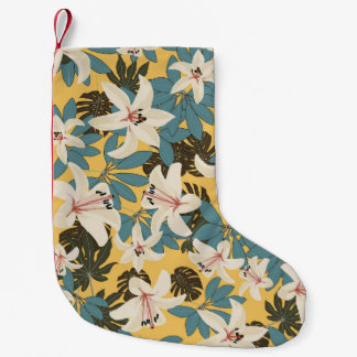 Bright Tropical Leaves Lily Pattern Small Christmas Stocking