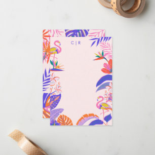 Bright Tropical Palms Flamingo Card