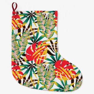 Bright Tropical Pattern Large Christmas Stocking