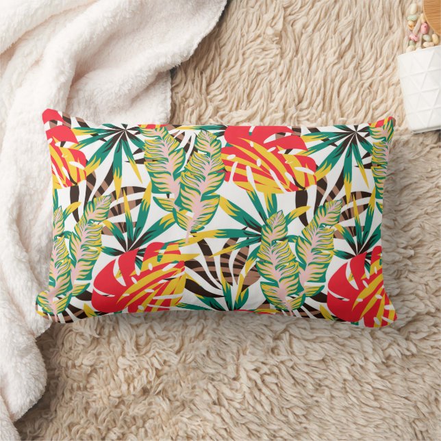 Bright Tropical Pattern Lumbar Pillow (Blanket)