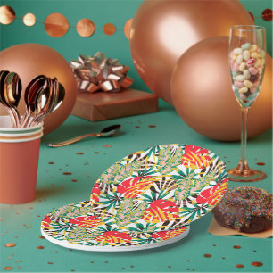 Bright Tropical Pattern Paper Plate