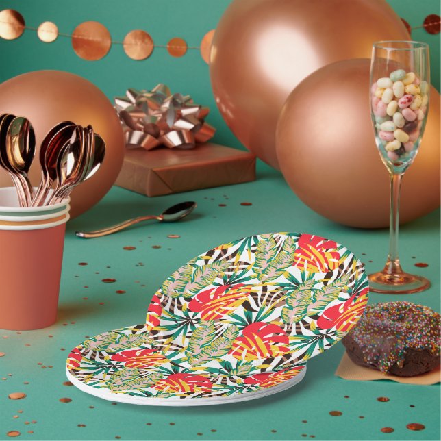 Bright Tropical Pattern Paper Plate (Multi)
