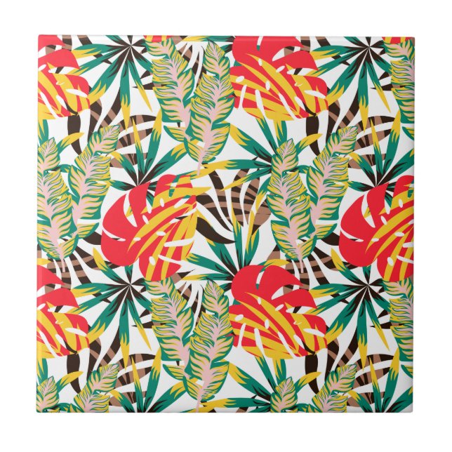 Bright Tropical Pattern Tile (Front)