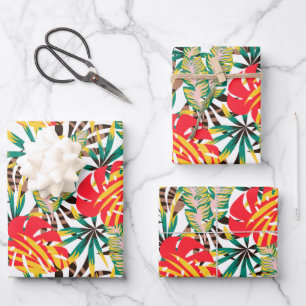 Bright Tropical Pattern Wrapping Paper Sheet
