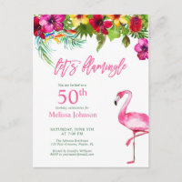 Bright Tropical Pink Let's Flamingo 50th Birthday
