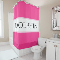 Bright Tropical Pink White Stripes DOLPHIN Text