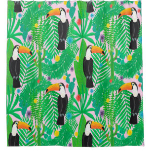 Bright tropical seamless hand drawn pattern with t