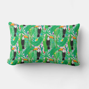 Bright tropical seamless hand drawn pattern with t lumbar pillow
