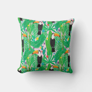Bright tropical seamless hand drawn pattern with t throw pillow
