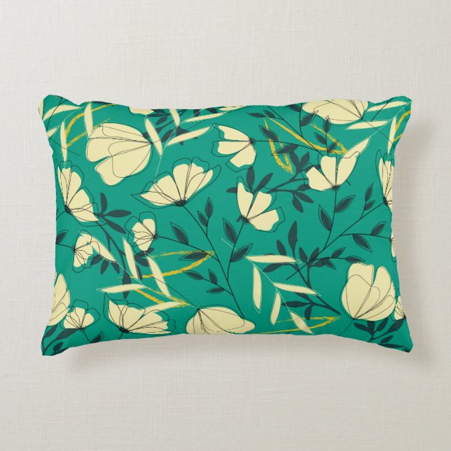 Bright tropical seamless pattern with leaves and p accent pillow (Front)