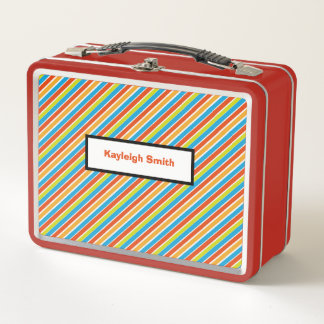 Bright Tropical Stripes Metal Lunch Box