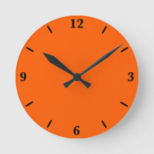 Bright True Orange Solid Color Round Clock
