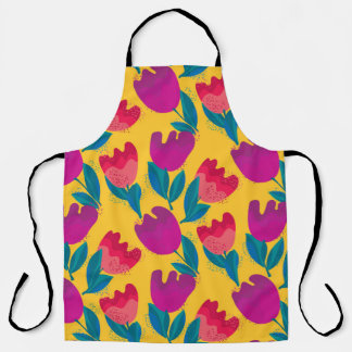 Bright Tulip Flowers: Elegant Seamless Apron