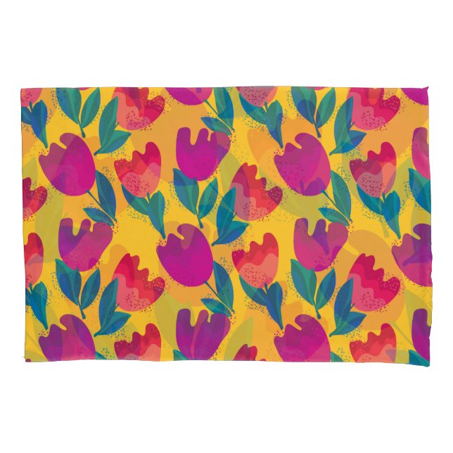 Bright Tulip Flowers: Elegant Seamless Pillowcase (Front)
