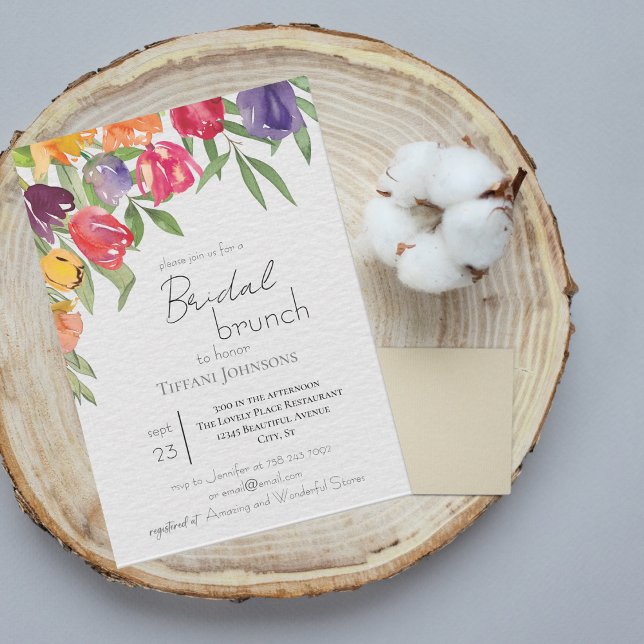 Bright Tulips and Greenery Bridal Brunch Invitation (Creator Uploaded)