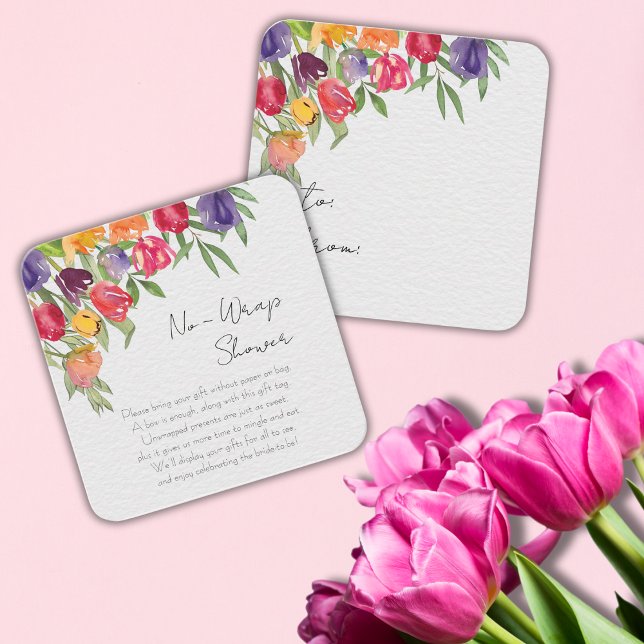 Bright Tulips and Greenery Bridal Shower Enclosure Card (Creator Uploaded)