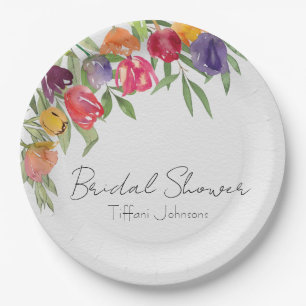 Bright Tulips and Greenery Bridal Shower  Paper Plate
