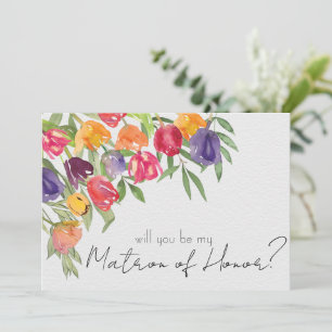 Bright Tulips and Greenery Matron of Honour Invitation