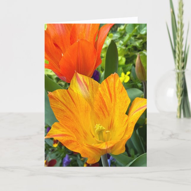 Bright Tulips Blank Note Card (Front)