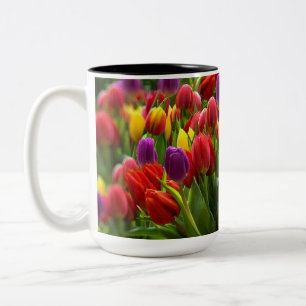 Bright Tulips Two-Tone Coffee Mug