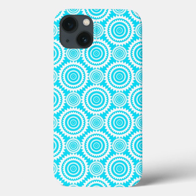 Bright Turquoise and White Fun Geometric Pattern Case-Mate iPhone Case (Back)