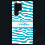 Bright Turquoise and White Tribal Pattern Monogram Samsung Galaxy Case<br><div class="desc">Would you like this in a different colour combination? Please contact us through our Chic Patterns store with your custom request and we will be happy to create the design for you. A modern, trendy and chic design featuring a tribal animal print pattern in one of the fashion colours of...</div>